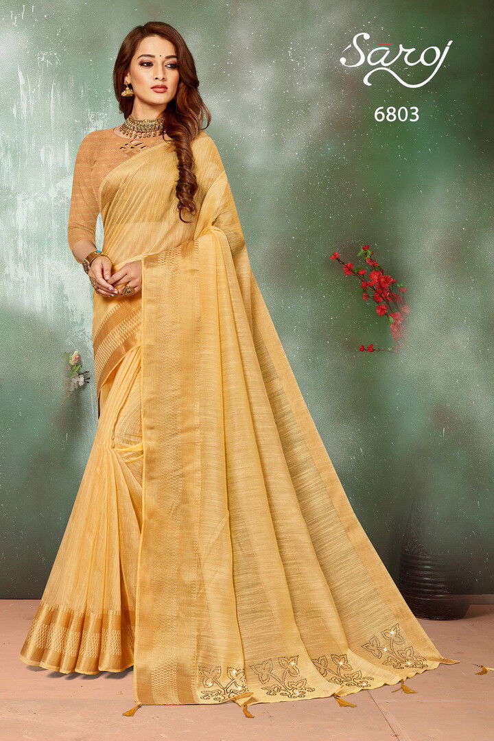 Saroj Jalwaa 6 New Designer Party Wear Linen Cotton Latest Saree Collection